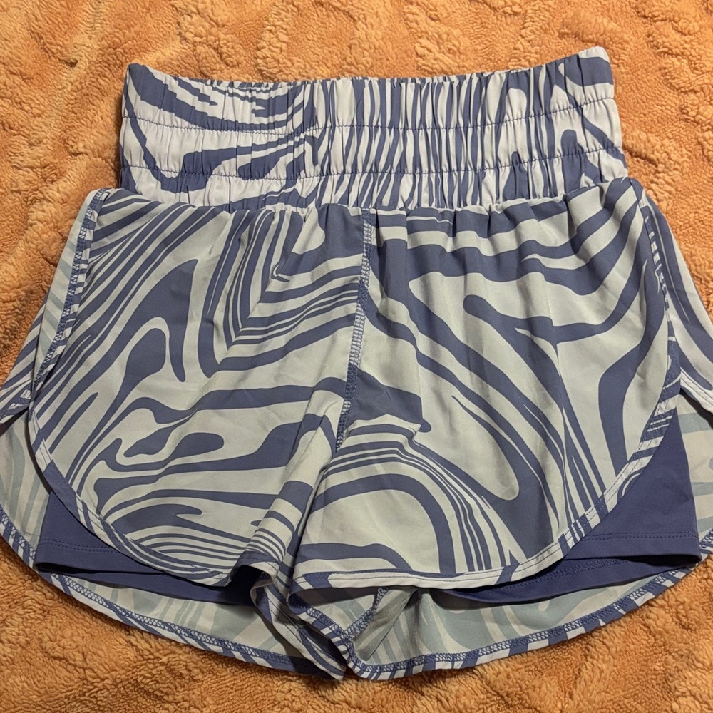 2-in-1 Women's Athletic Shorts with Purple Pattern
